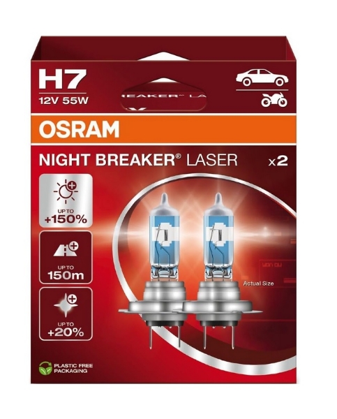 Εικόνα της H7 +150% NIGHT BREAKER LASER OSRAM  55W  ΖΕΥΓΑΡΙ