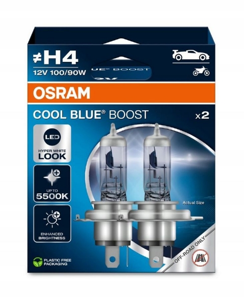 Εικόνα της H4 COOL BLUE BOOST 100/90W* 5500K OSRAM  ΖΕΥΓΑΡΙ